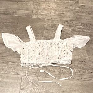 White lace crop top